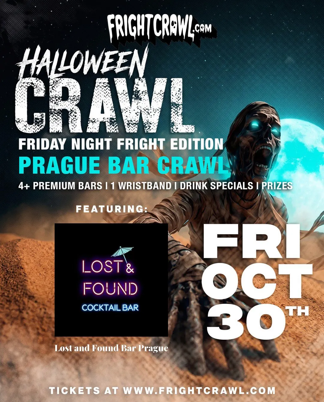 Fright Crawl Prague Halloween poster — Friday 30 October